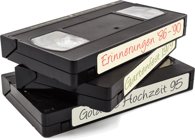Alte VHS-Kassetten mit Beschriftung
